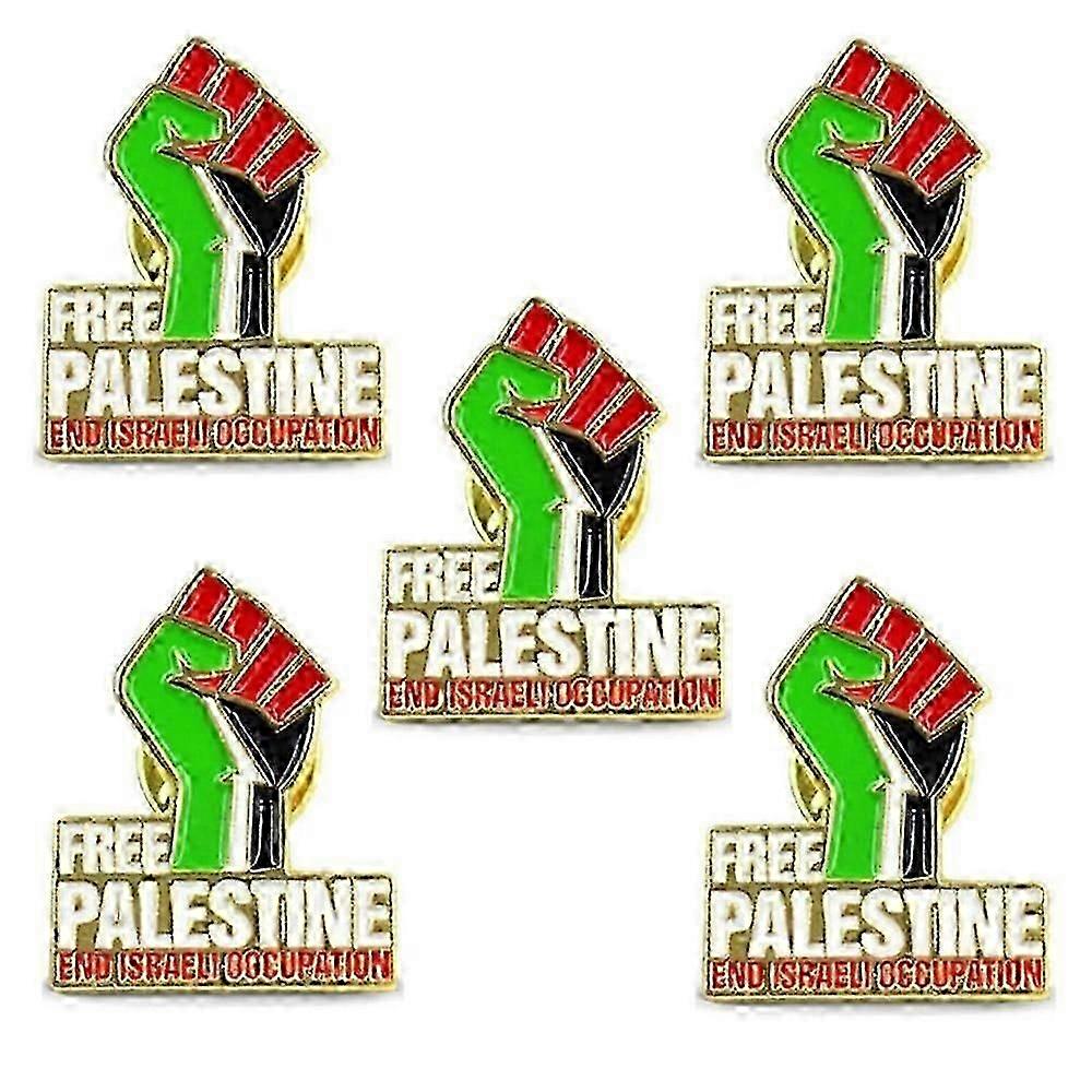 2-10 Pieces Palestine Flag Color Fist Metal Badge Pin with Lapel Flag Design for Free Palestine Support