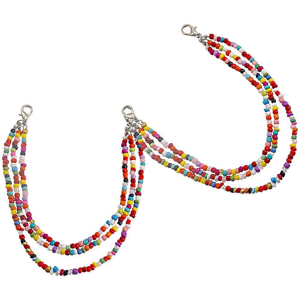 Multi-Layer Beaded Shoe Chains Charm Chains for Decoration 1Pair