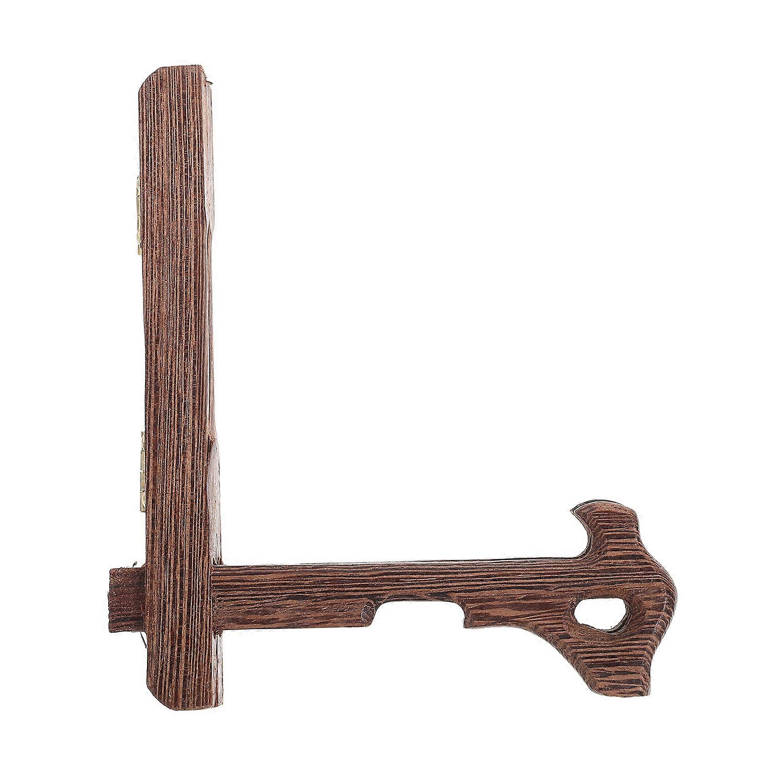 Brown Wood Display Stand for Display 4Pcs Solid Tabletop Plate Holders
