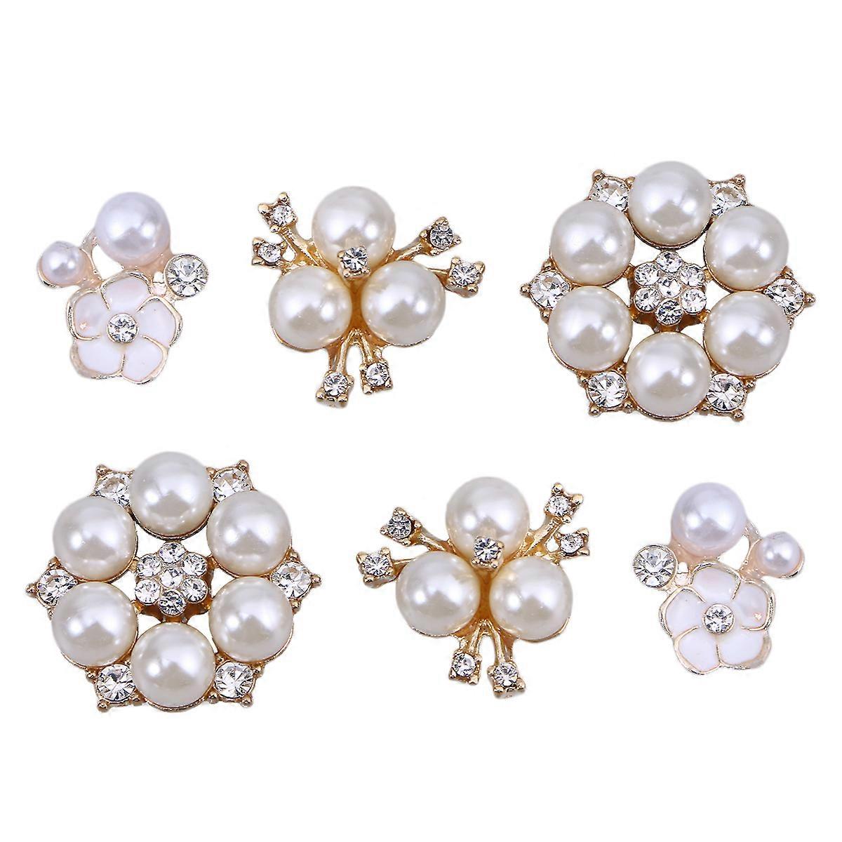 Pearl Brooch Flower Button Embellishment Kit 90Pcs for Wedding DIY Projects