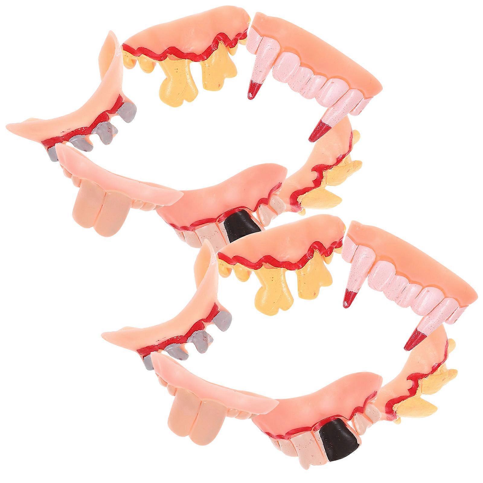 Fake Dentures Halloween Teeth for Party Use 60Pcs Rubber Assorted Colors