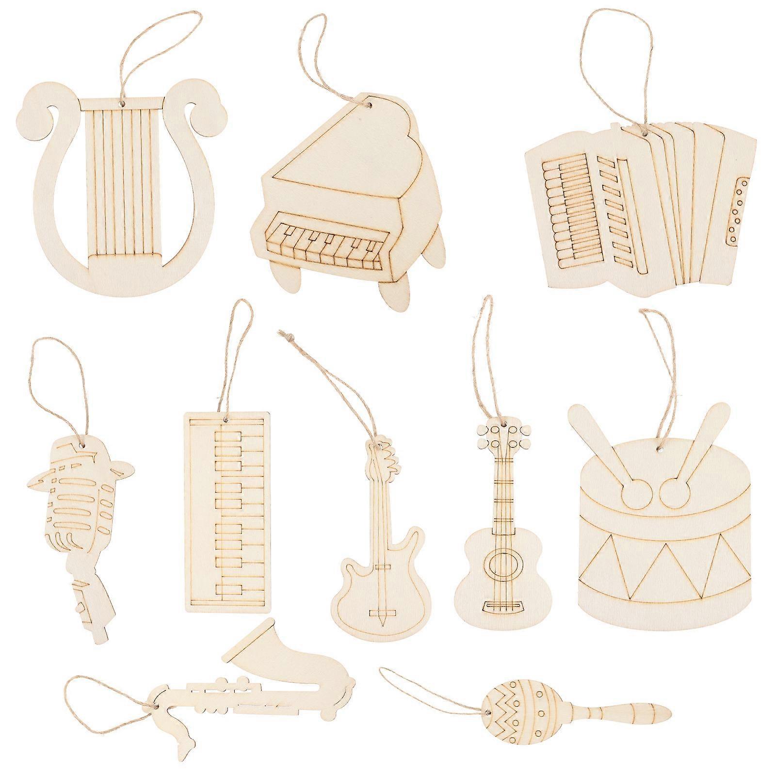 Wood Embellishments Musical Instrument for DIY Projects 2Sets of Pieces