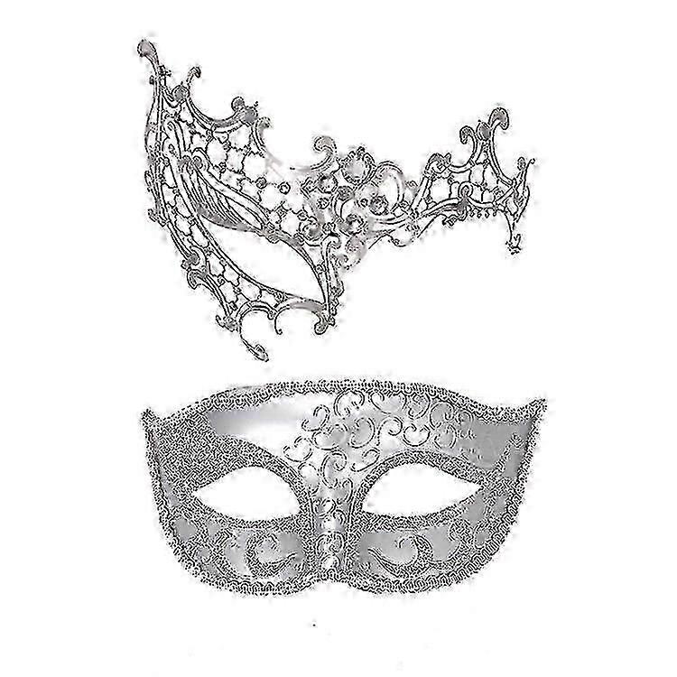 زوجين قناع نصف البندقية تنكر الكرة قناع ماردي غرا قناع عيد الميلاد كوسبلاي زي هالوين حزب قناع 2 حزمة (أبيض)