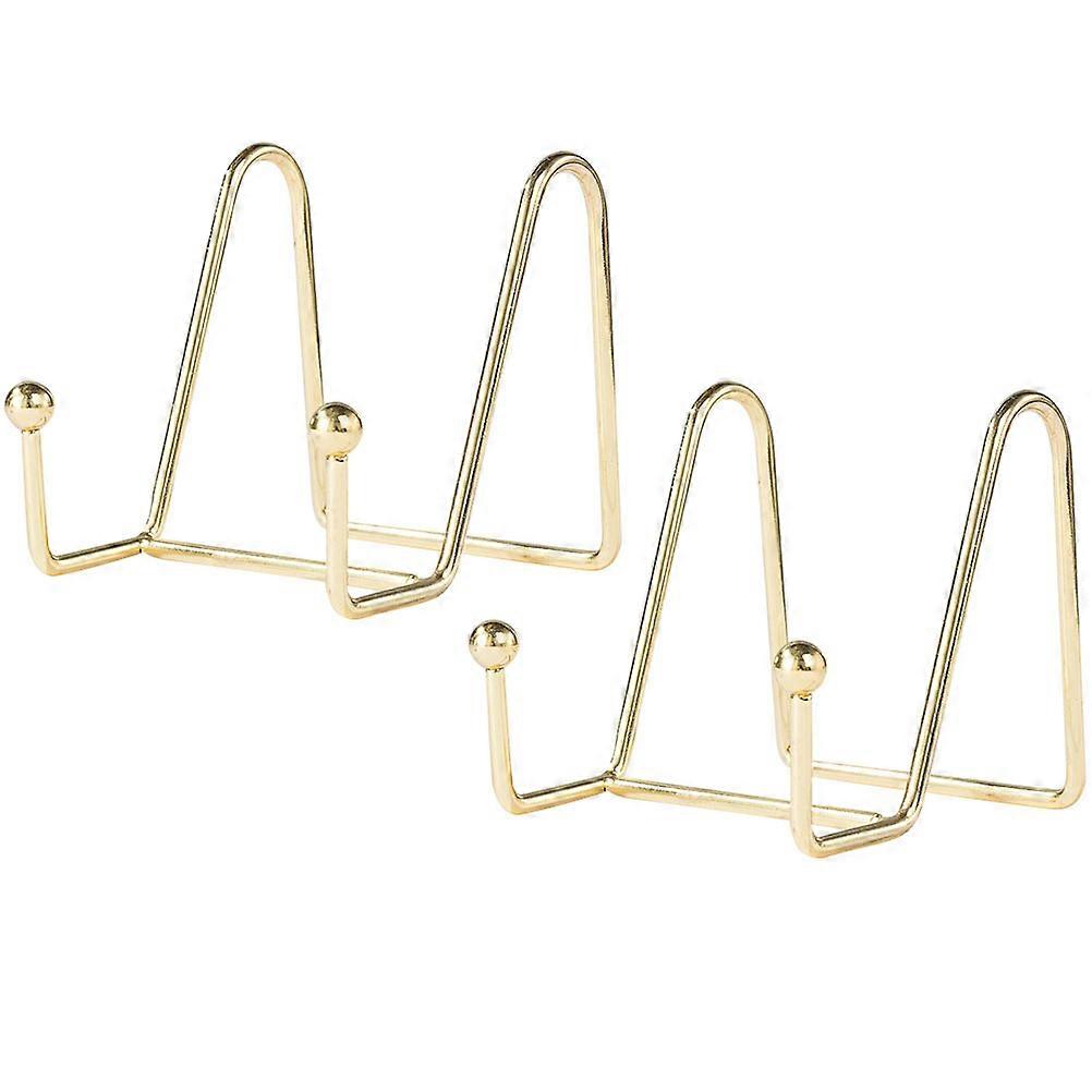 Creative Plate Display Rack for Metal Dish Holder 2Pcs Golden Set