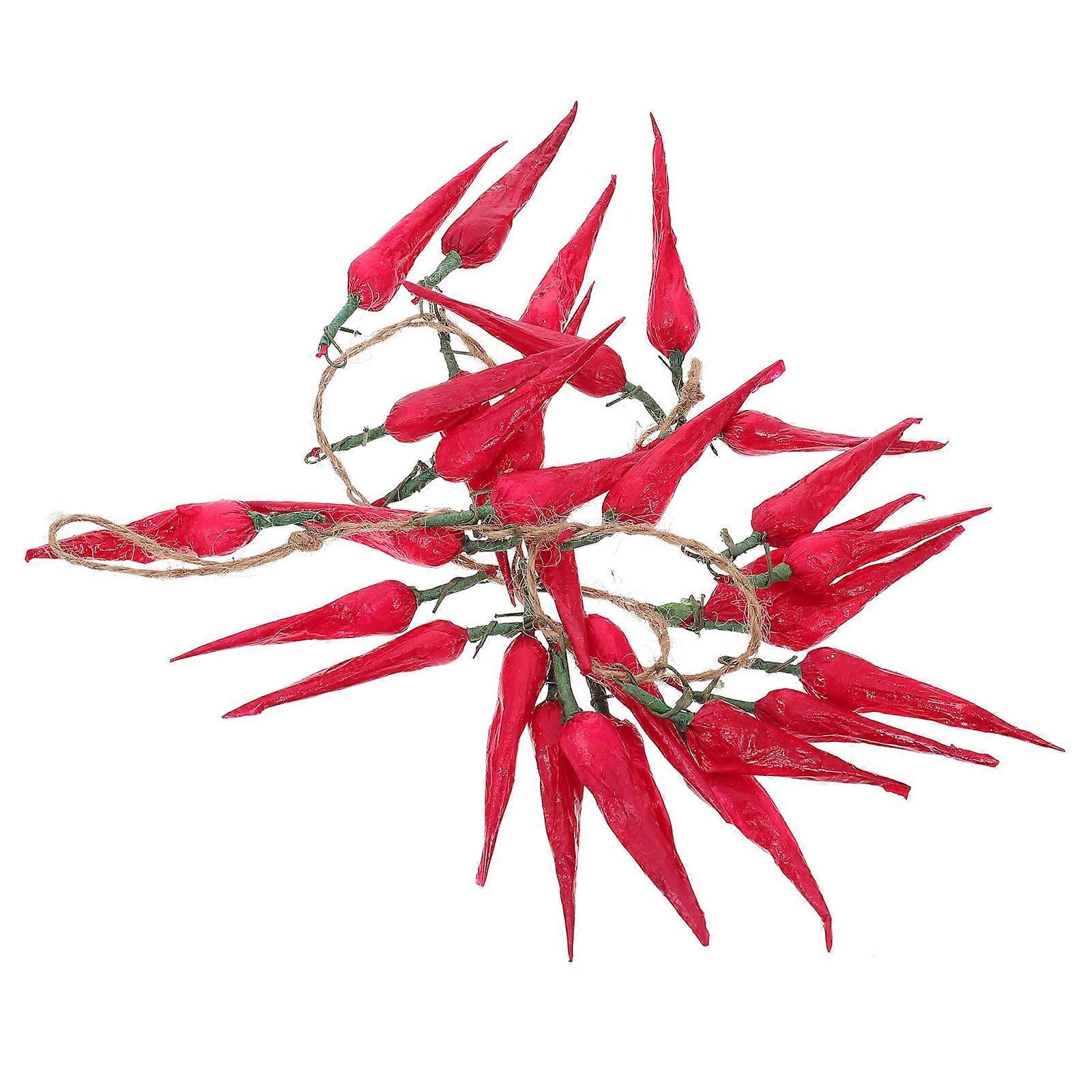 Artificial Pepper Strings Chili Hanging String for Decoration 4Pcs