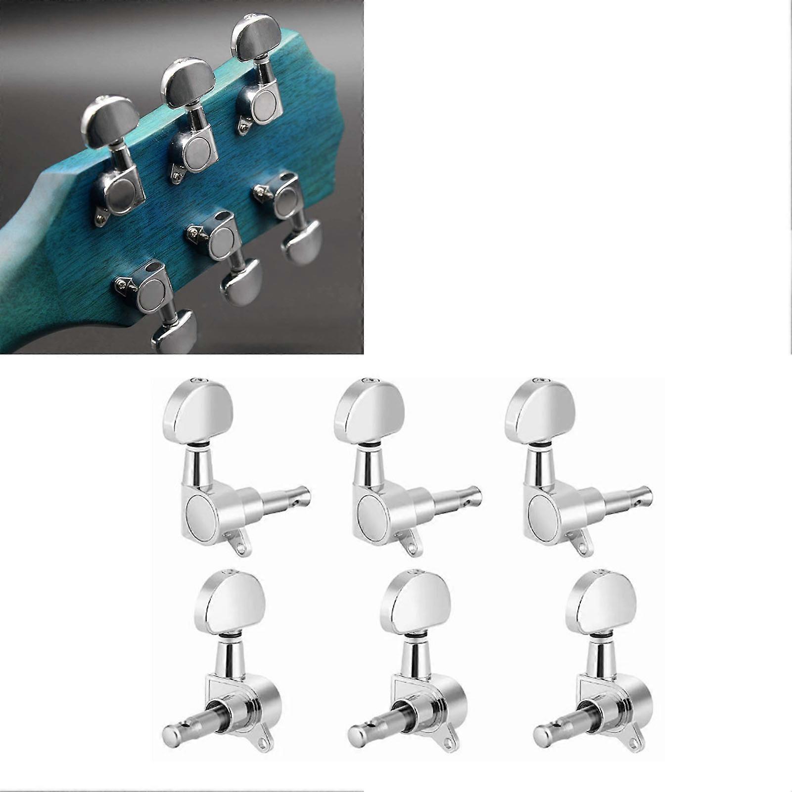 6Pcs Metal Guitar Tuners Knobs Enclosed Simple Installation