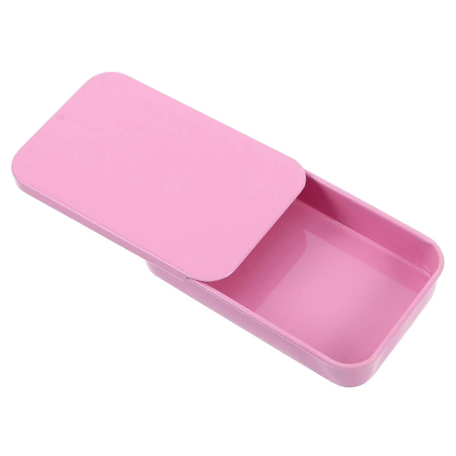 Boxes Metal Small Candy Box Pink Rectangular Balm Storage Container Travel Friendly 1Pcs