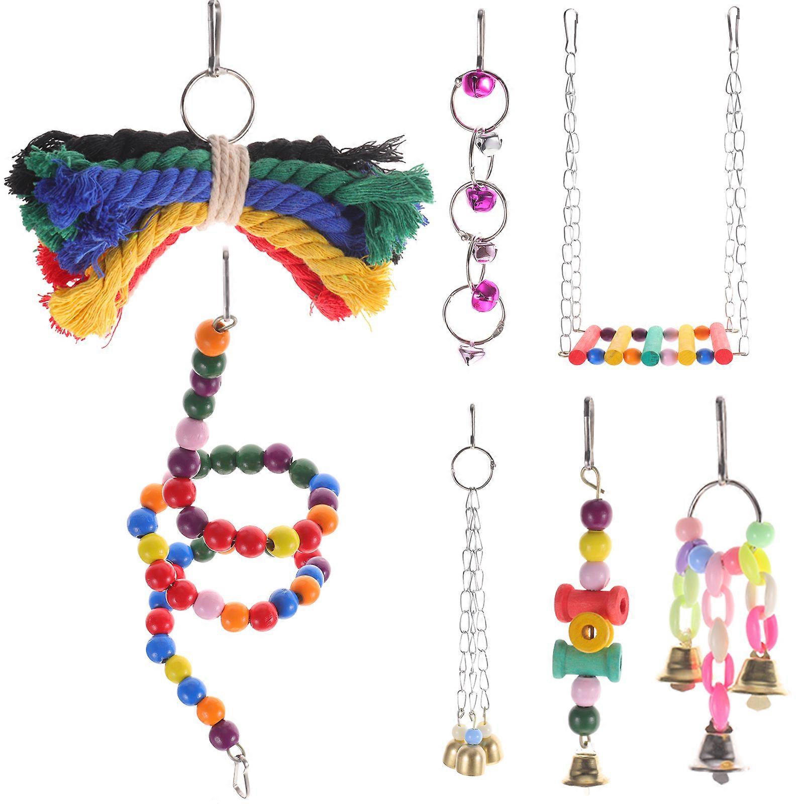 Suspending Parrot Toy Cage Bird Toy for Bird Use 14Pcs Colorful Set
