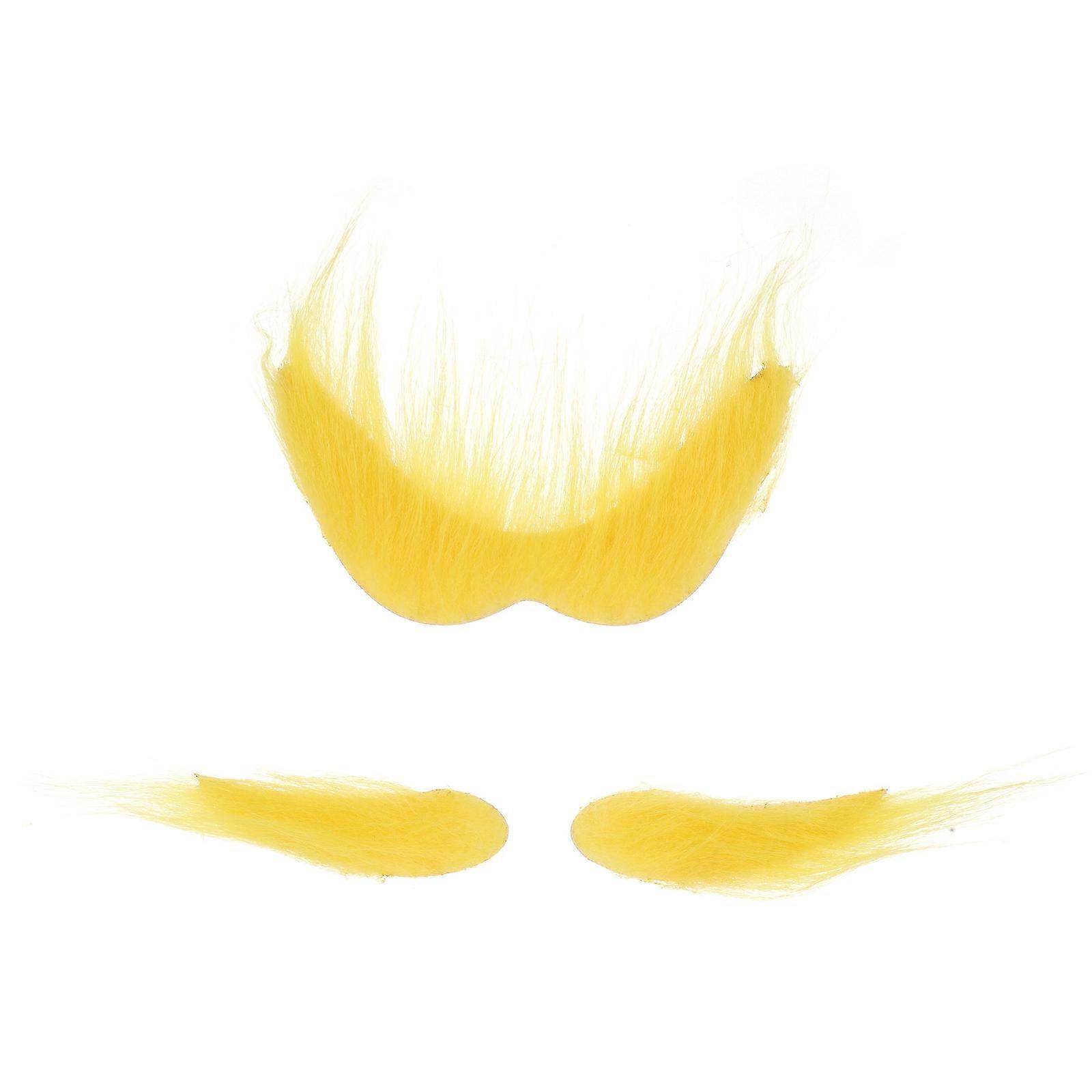 Yellow Self-Adhesive Mustache and Eyebrows for Halloween 1Set