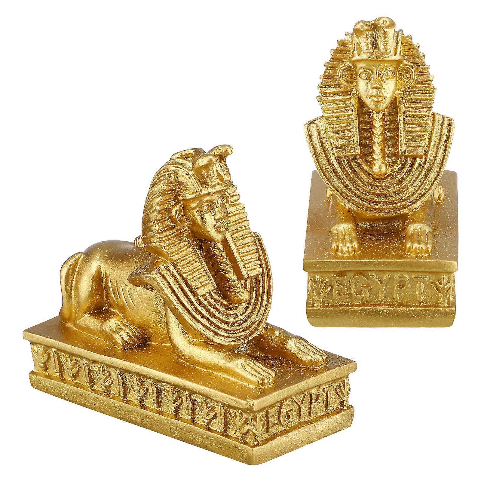 Resin Sphinx Decoration Golden Color for Cafe Adornment 8Pcs Resin Craft