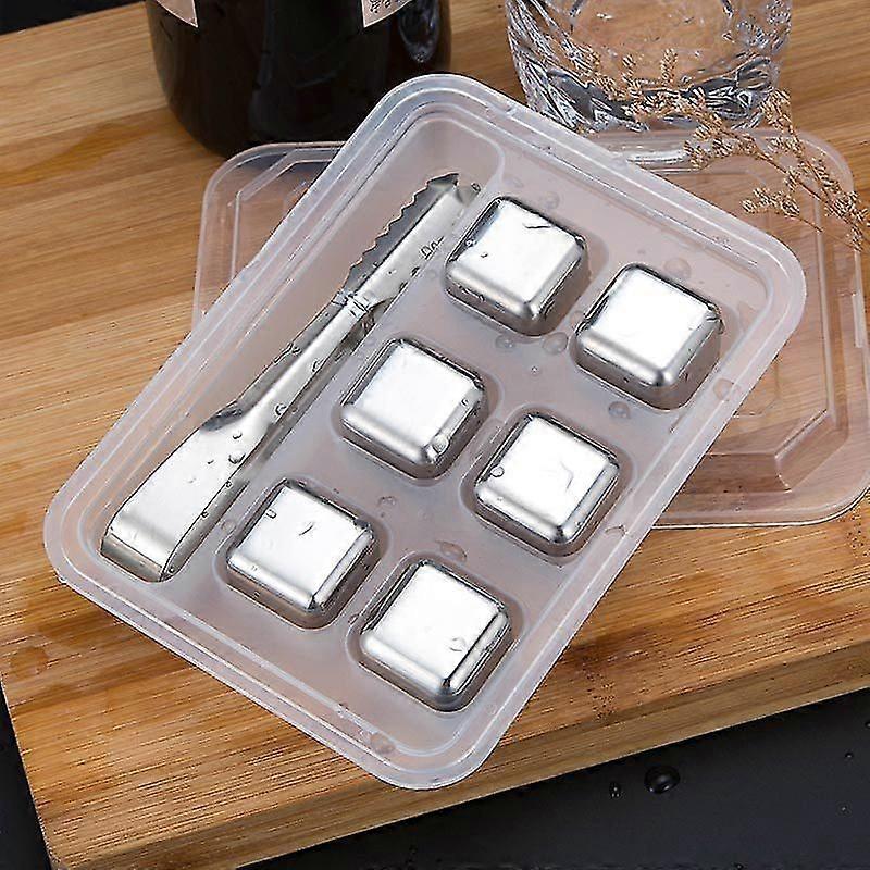 Stainless Steel Whisky Stones Reusable Stainless Steel Ice Cubes With Tongs And Box Cooling Stones