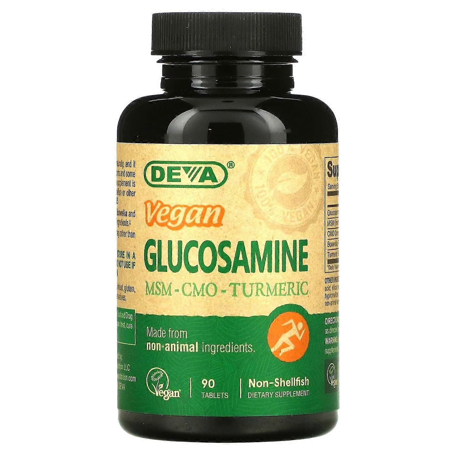 Deva, Vegan Glucosamine MSM - CMO - Turmeric, 90 Tablets