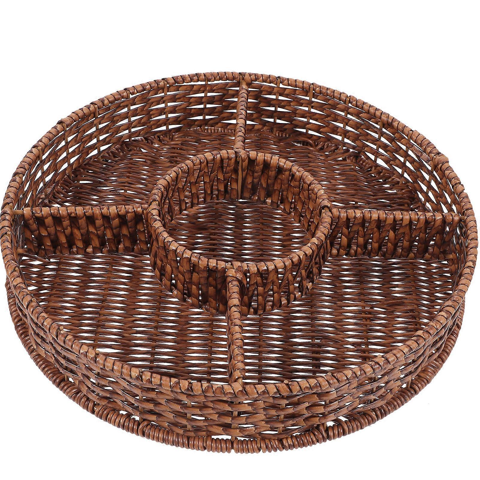 Natural Style Round Snack Tray 4Pcs Suitable For Outdoor Picnic Coffee Table With Storage Function