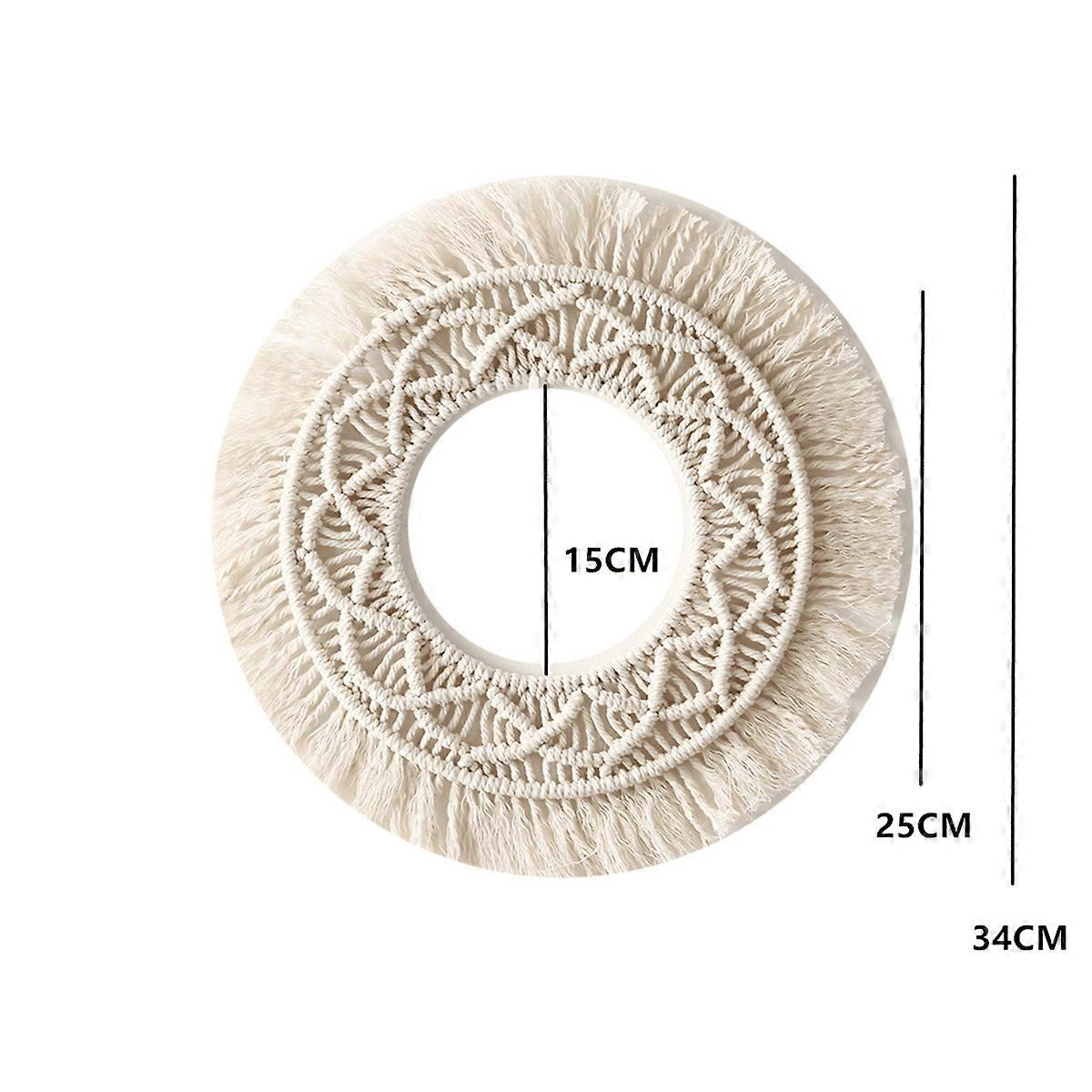 2X Boho Wall Mirror Frame Tapestry Handmade Woven Macrame Backdrop Wall Frame Tapestry for