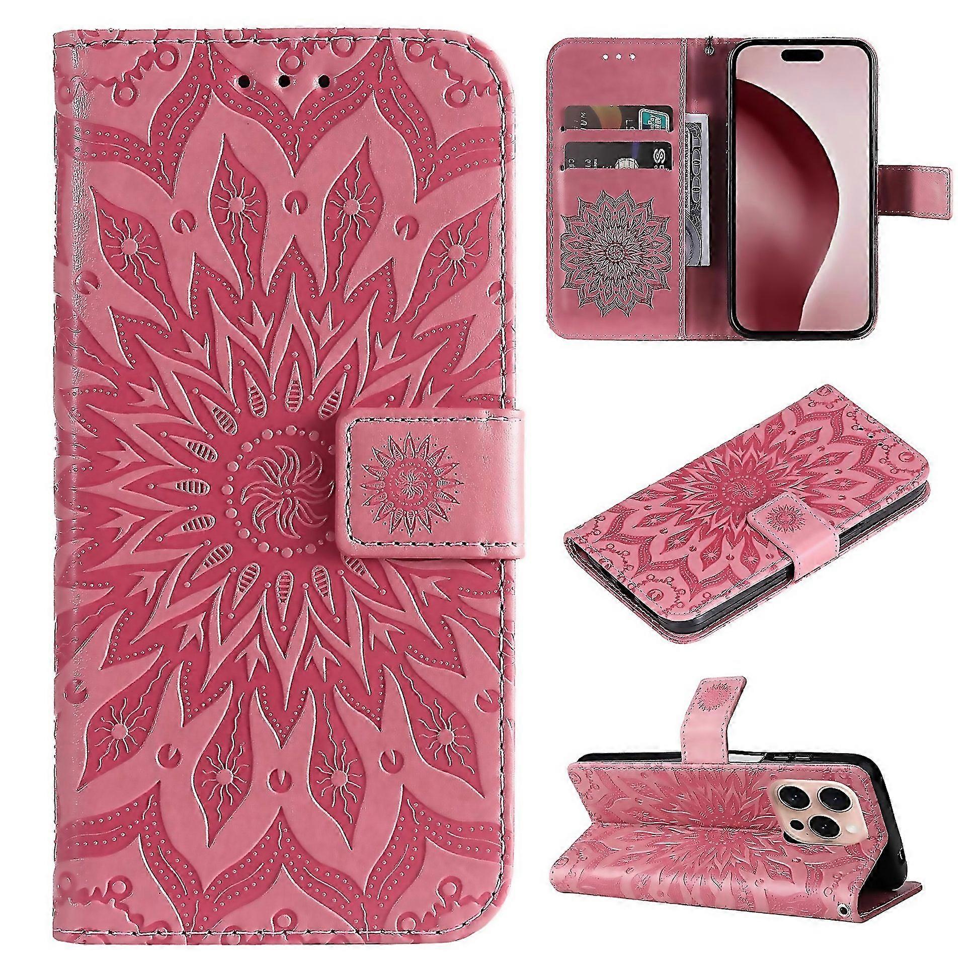 For Embossed Sunflower Pattern Flip Leather Phone Suitable For Everyday Use