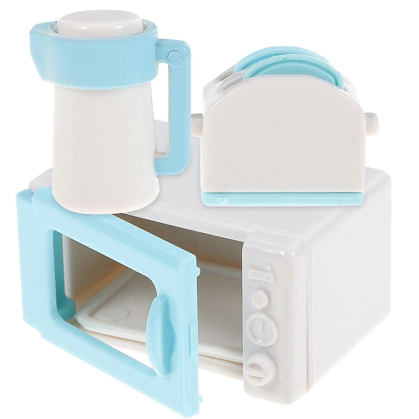 Toy Kitchen Accessory Set Mini Microwave Kettle Bread Maker for Toddlers Colorful Design Assorted Development 1 Set