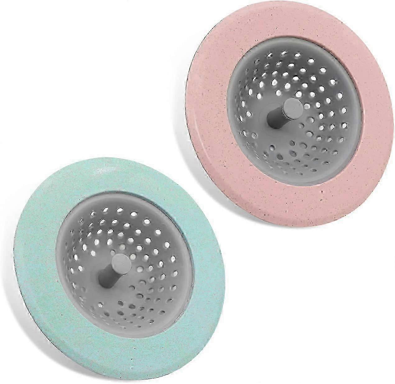 2er-Pack Küchenspüle Abflusssieb, Silikon Lebensmittelspüle Sieb, Abflussabdeckung Küchenspülenkorb für Küchenspüle (rosa + grün)
