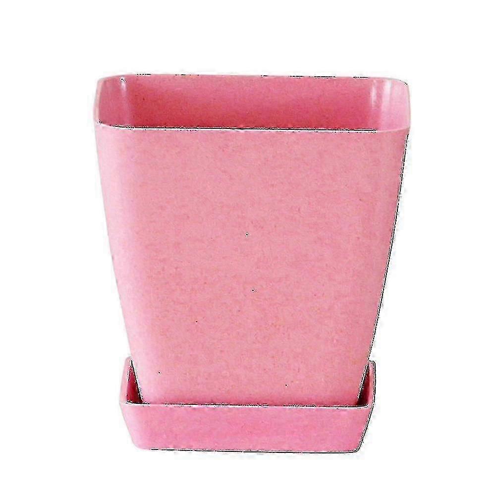 25-26 Nordic Style Square Flowerpot Solid Color Plant Container With Tray Office Decor