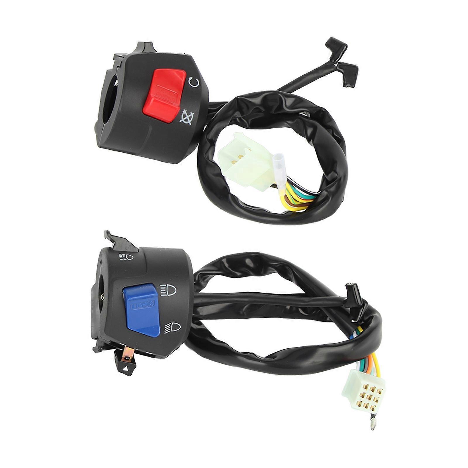 1 Pair Motorcycle 7/8inch Left and Right Handlebar Mount Switch with Horn and Ignition Control