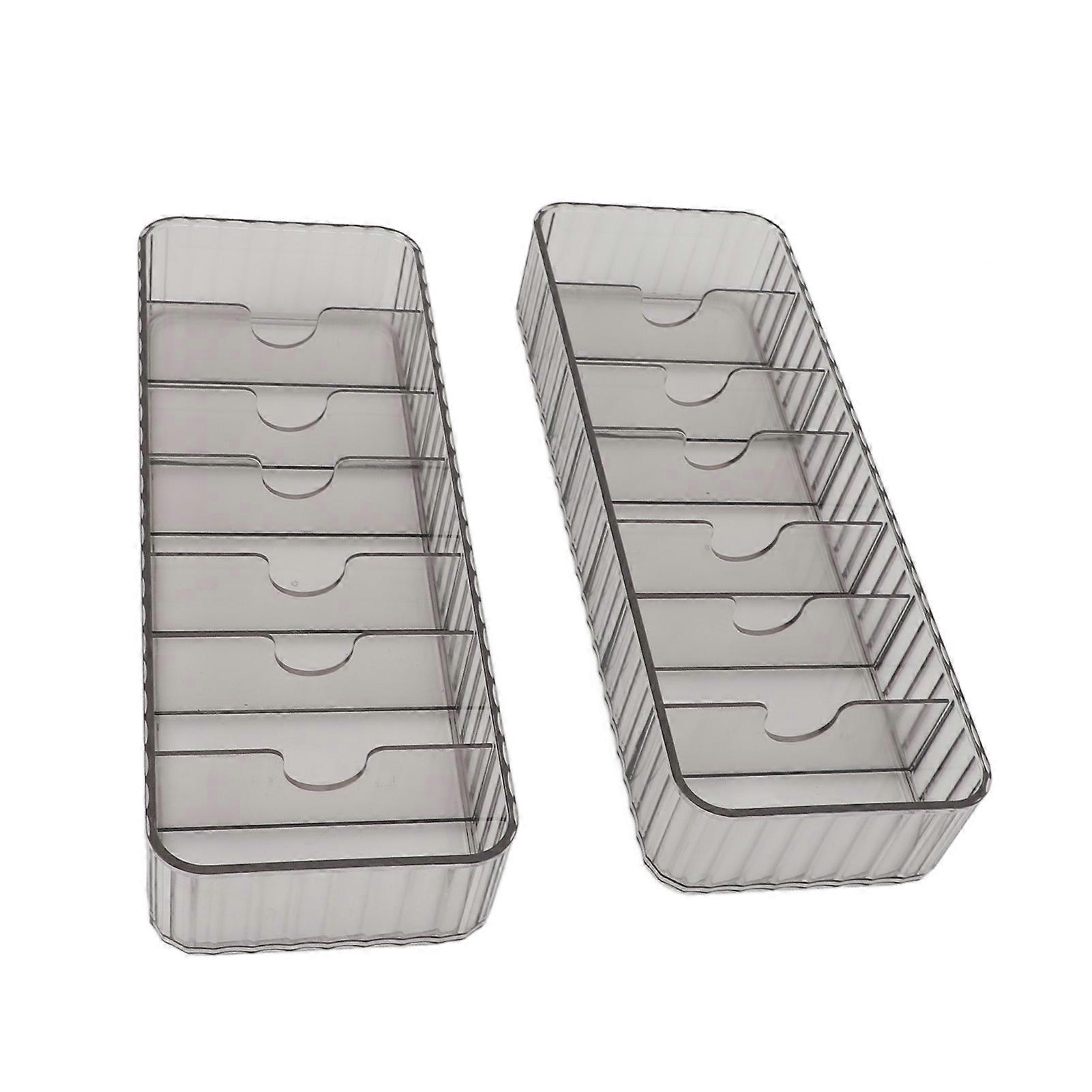 Data Cable Storage Box Multi Compartment Clear Stackable Remote Control Cord Charger Organizer for Office Set of 2 