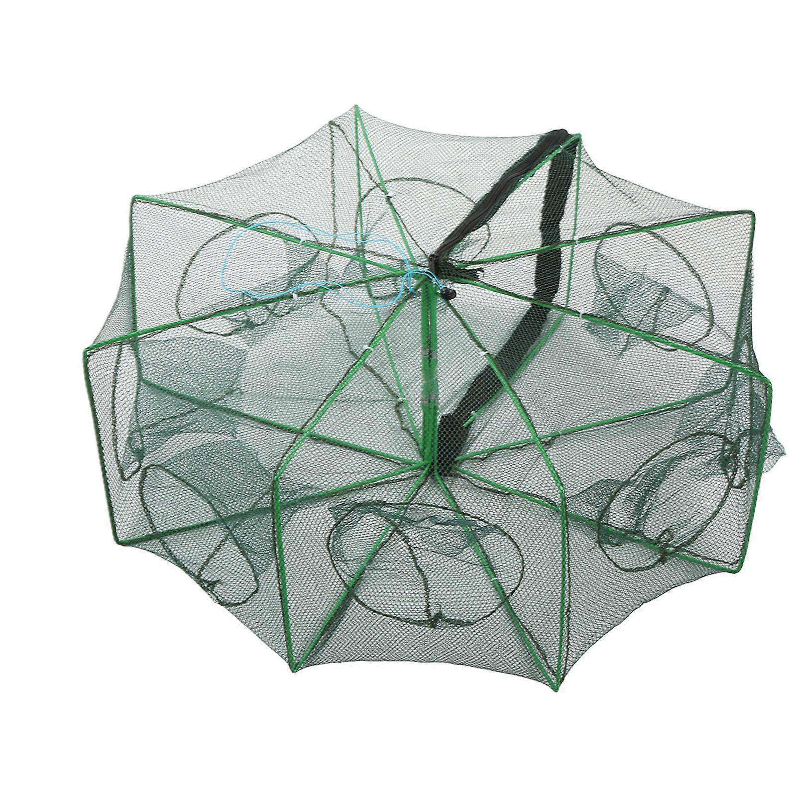 Portable Folded Fishing Net 8 Holes Automatic Fishing Crab Net Trap Cage Fish Accessories