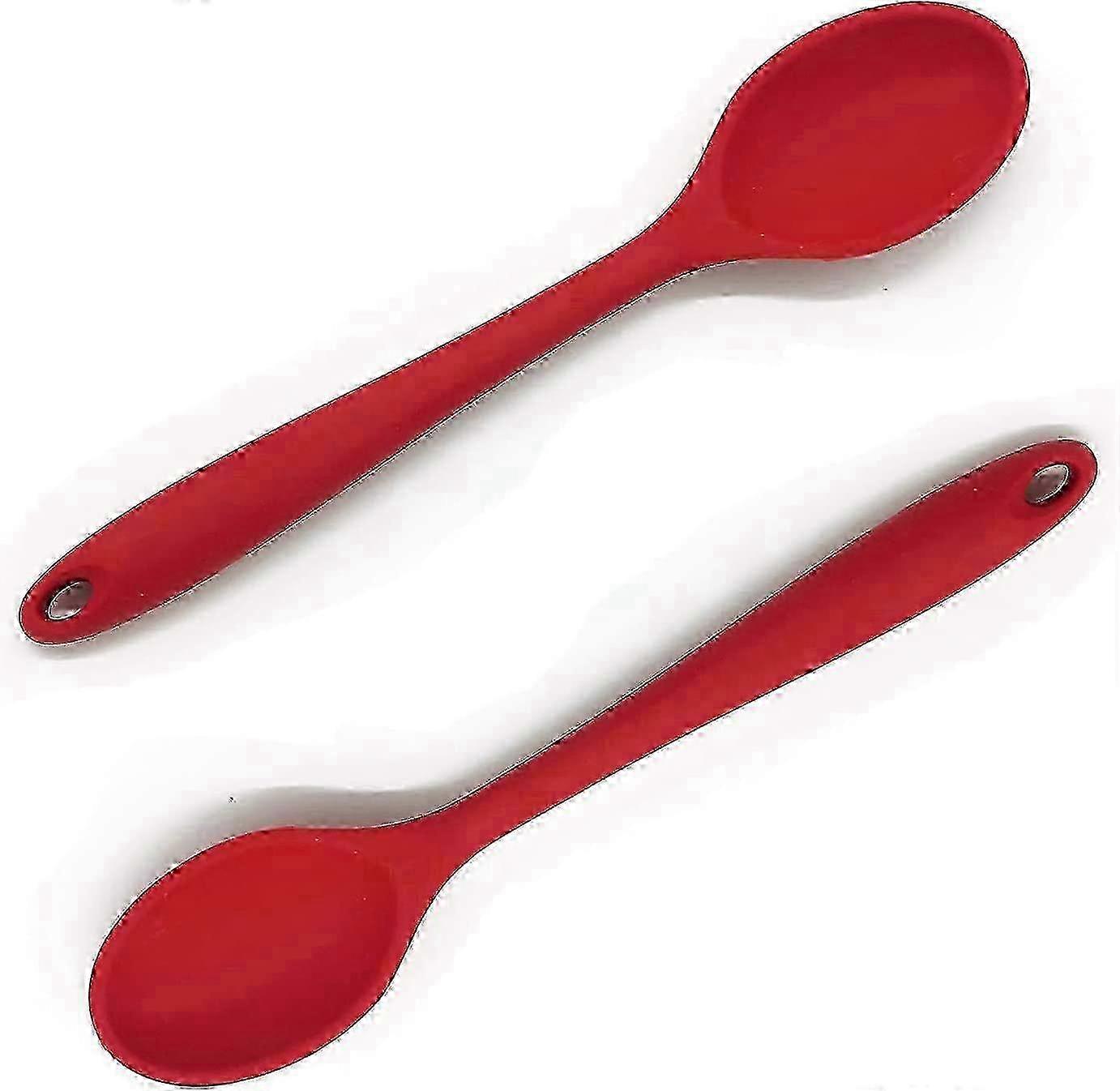 Improved Silicone Kitchen Utensils Set - 2 Piece Mixing & Serving Spoons for Cooking & Baking