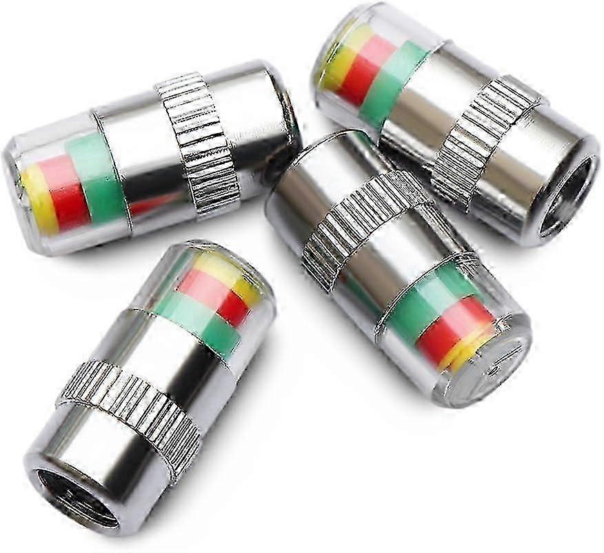 4pcs Car Tire Valve Caps with Indicator 3 Colors