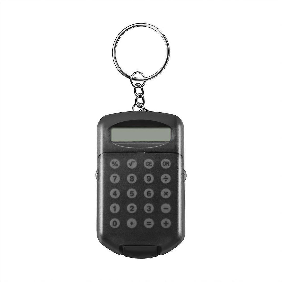 Gray Plastic Casing 8 Digits Electronic Mini Calculator w Keychain