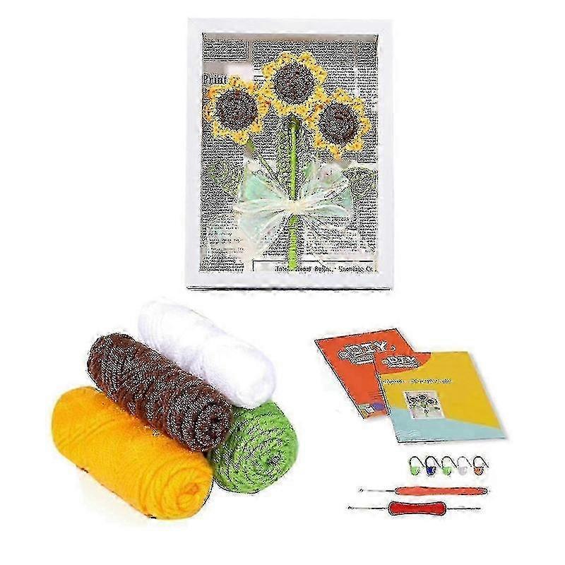 Crochet Kits For Beginners,crochet Kit With Step-by-step Video Tutorials Sunflower Bouquet Kits G