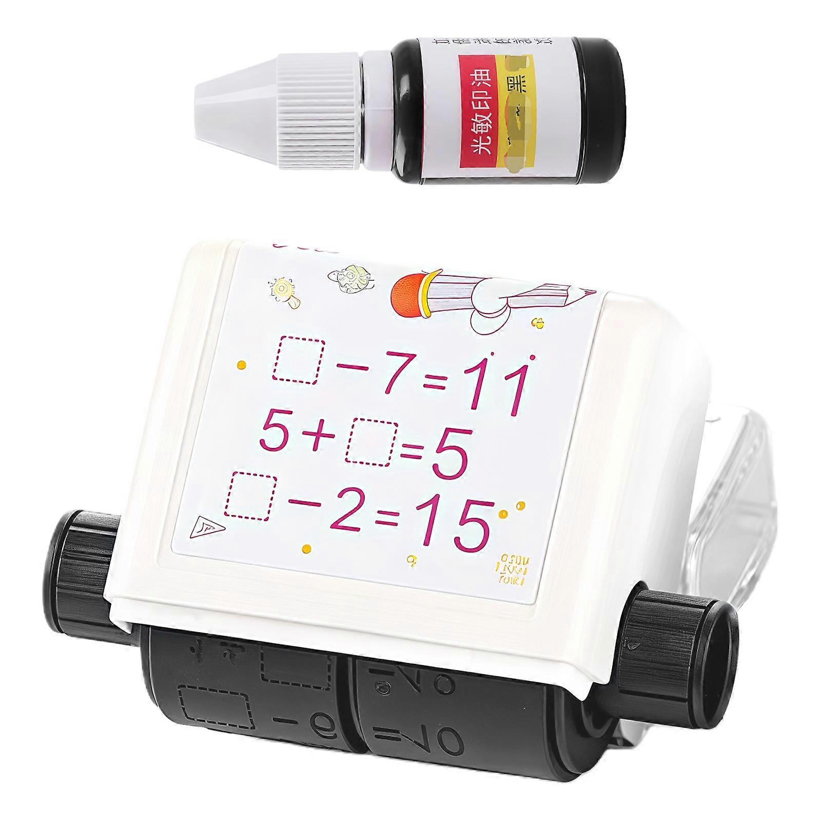 Mathematics Learning Stamper with Refill Inks Addition Subtraction Quiz Generator Stamper Teaching Aid For Classroom Multicolor