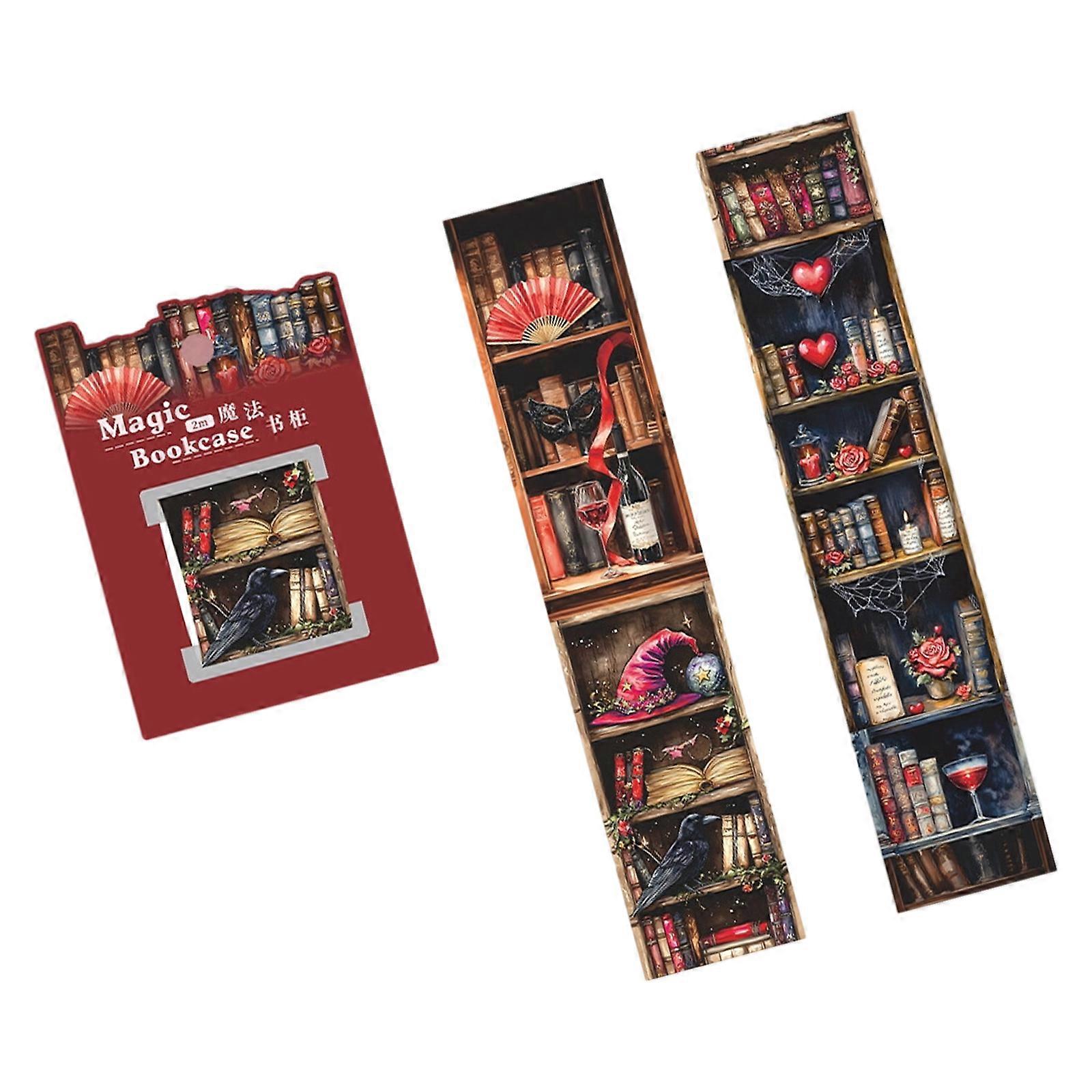 6Rolls Magical Bookshelf PET Sticker Waterproof Scrapbooking Decorative Tape 40mmX2m For Journaling Planner Notebook Multicolor