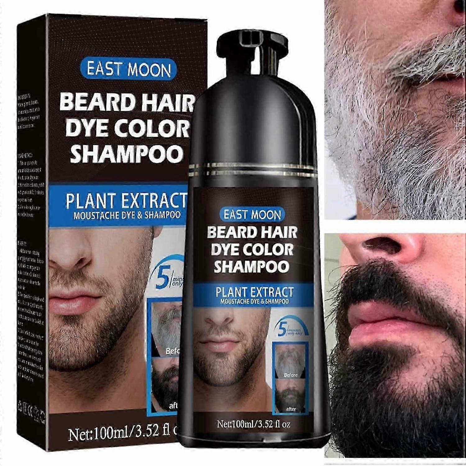 Beard Dye Shampoo For Men, Men Mustache & Beard Dye For Gray Hair To Black, Natural Beard Dye For Men Black In 5 Minutes For Easy Application