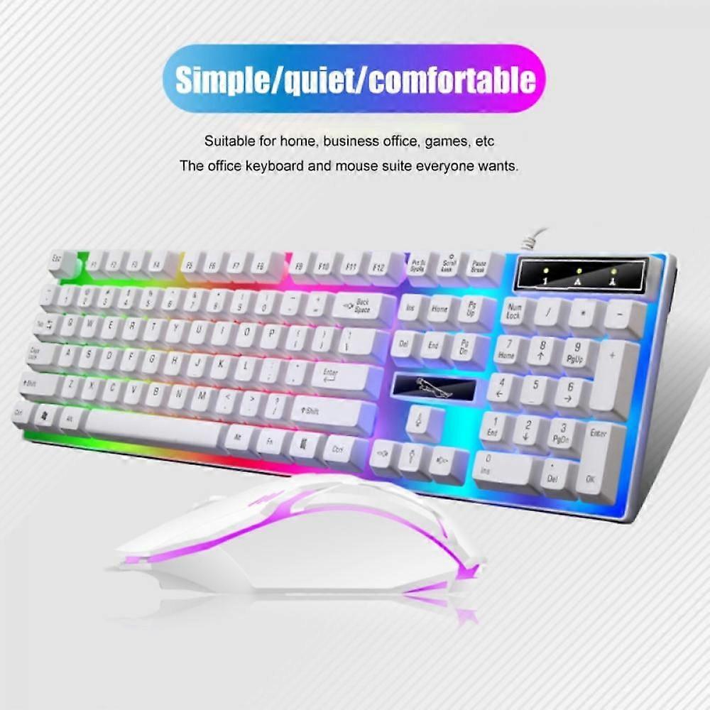 Colorful LED Wired Keyboard & Mouse Set, USB Illuminated Mechanical Gaming Kit, Compatible with PC, Laptop for Gaming & Office Work