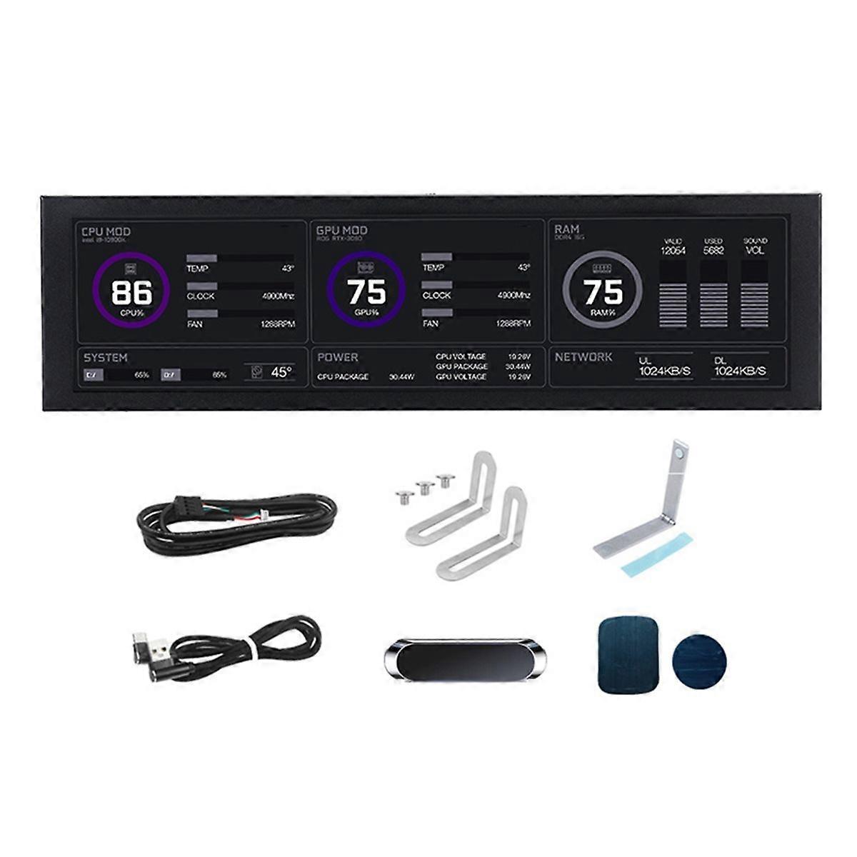 8.8 Inch USB Secondary Screen Type-C Desktop Extended Display TF Card Play 1920x480 IPS LCD CPU RAM 