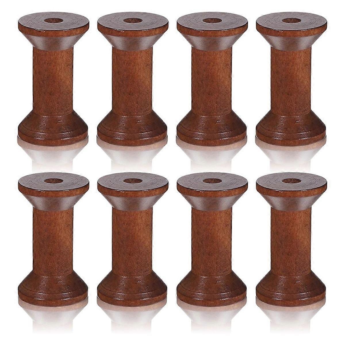 8pcs 2" Wooden Spools of Crafts Empty Natural Wood Thread Spools Bulk Empty Thread Spool Antique Woo