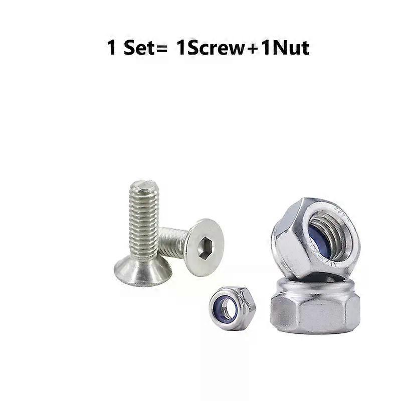 Metric Threaded Hex Socket/Allen/Countersunk Screw Nut Set 304 Stainless Steel Hexagonal Bolt Nylon Lock Nuts Kit M3 M4 M5 M6