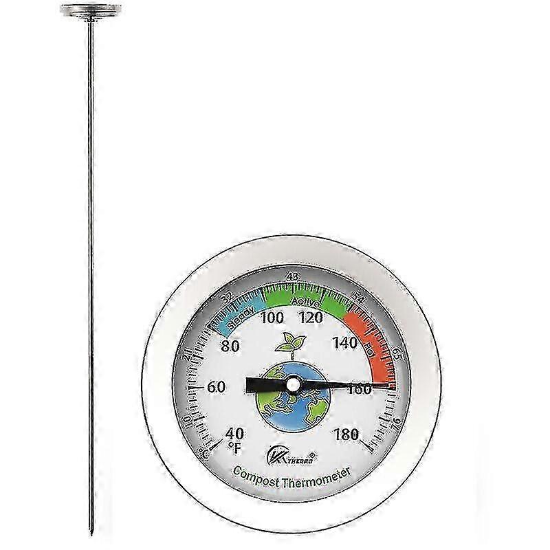 Dial thermometer compatible with compost with stainless steel temperature probe