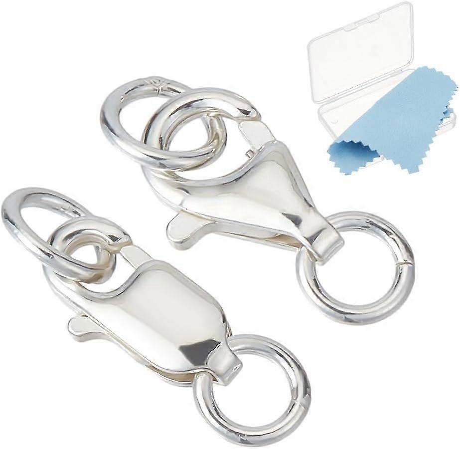 10Pcs 2 Styles 925 Sterling Silver Lobster Claw Clasps with Jump Rings Rectangle Clasps with 1Pc Polishing Cloth Small Connector for Necklaces Bracele
