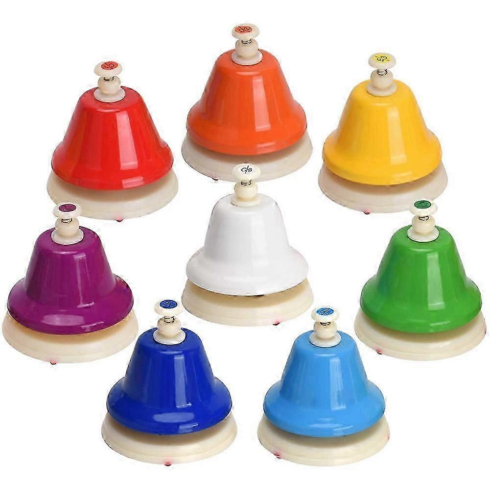 8 Notes Metal Hand Bells, Rainbow Diatonic Desk Bells for Teaching