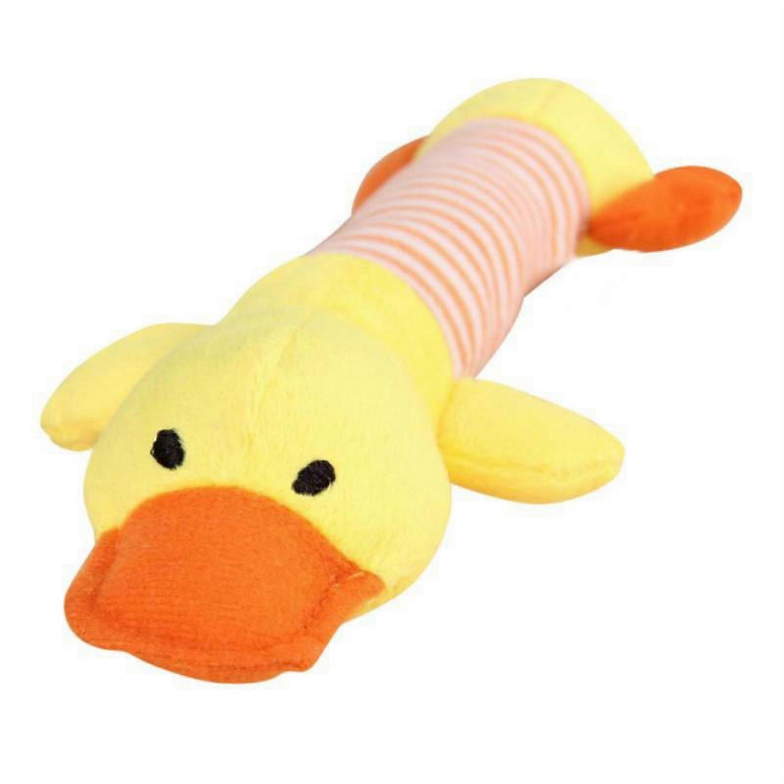 Pet Stripes Animals Shapes Squeaky Plush Chew Toys Duck