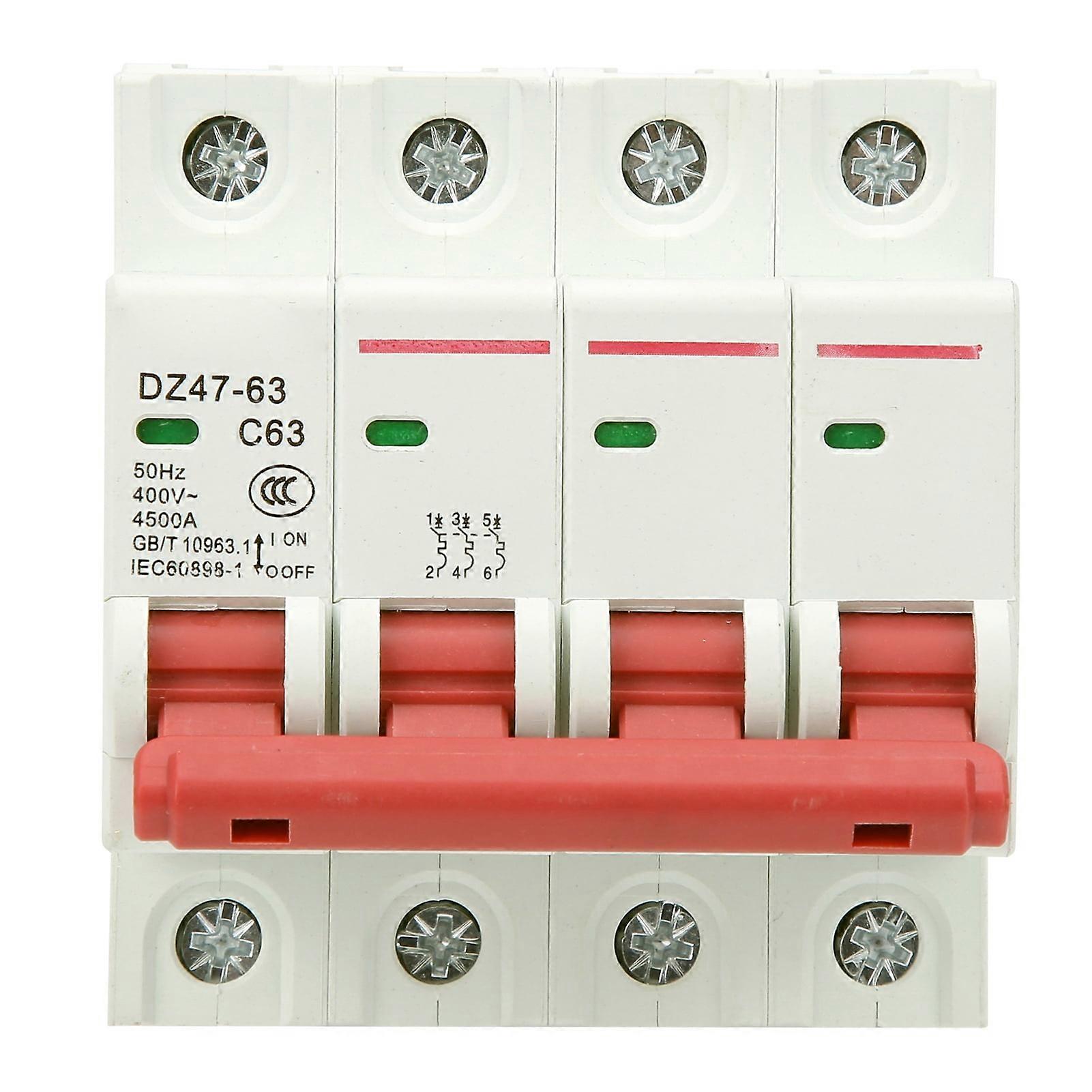 DEWIN Circuit Breaker 63A, 4P Circuit Breaker Photovoltaic DC Circuit Interrupter Protector Switch for Solar and Small Power Generation Systems