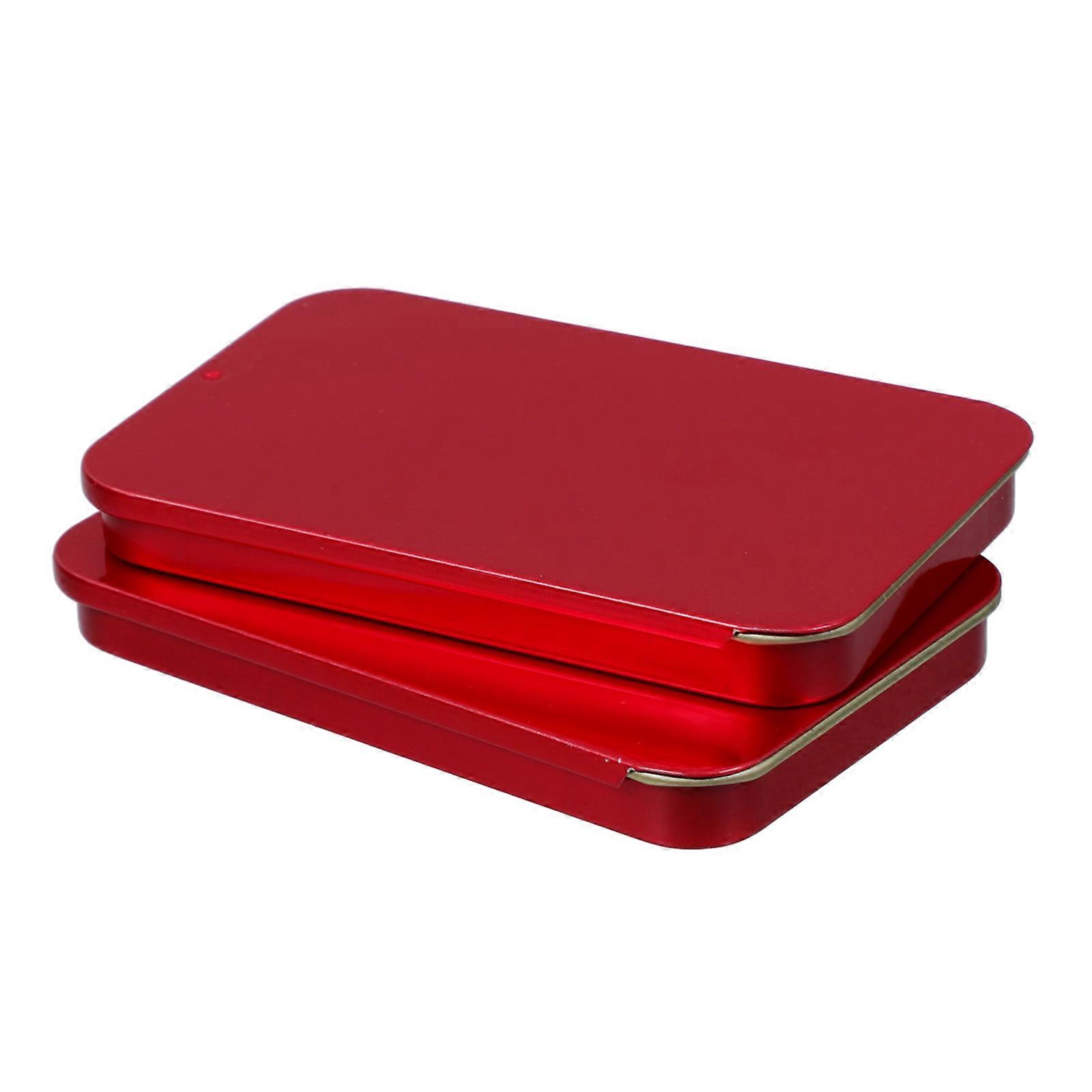 Red Tinplate Balm Storage Tin Boxes for Storage 2Pcs Push Pull Design
