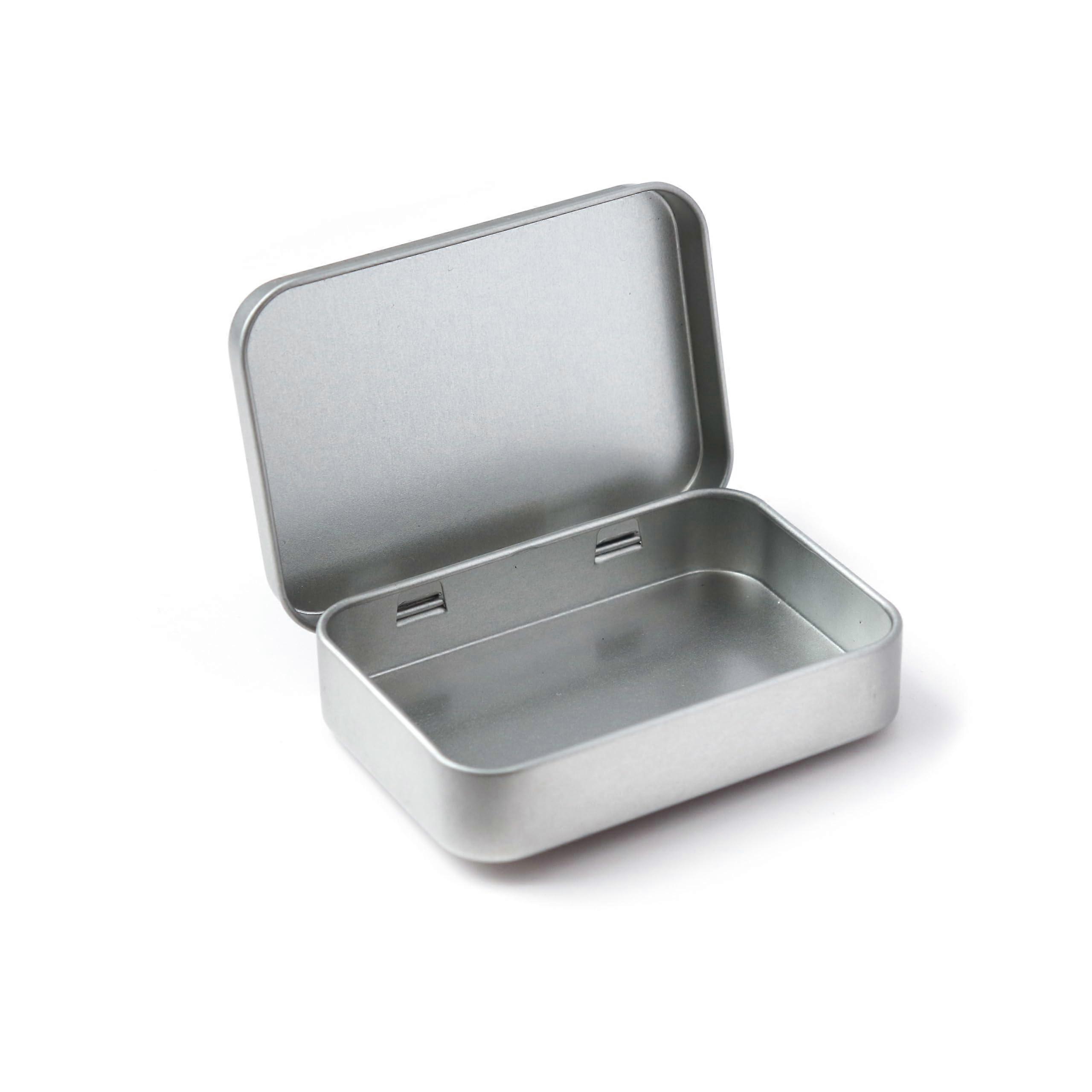 Metal Hinged Tin Box, Small Tin Box With Lid, Mini Tin Can Container 3.46x2.36x0.7 Inch, Empty Jewelry Candy Storage Box Kit