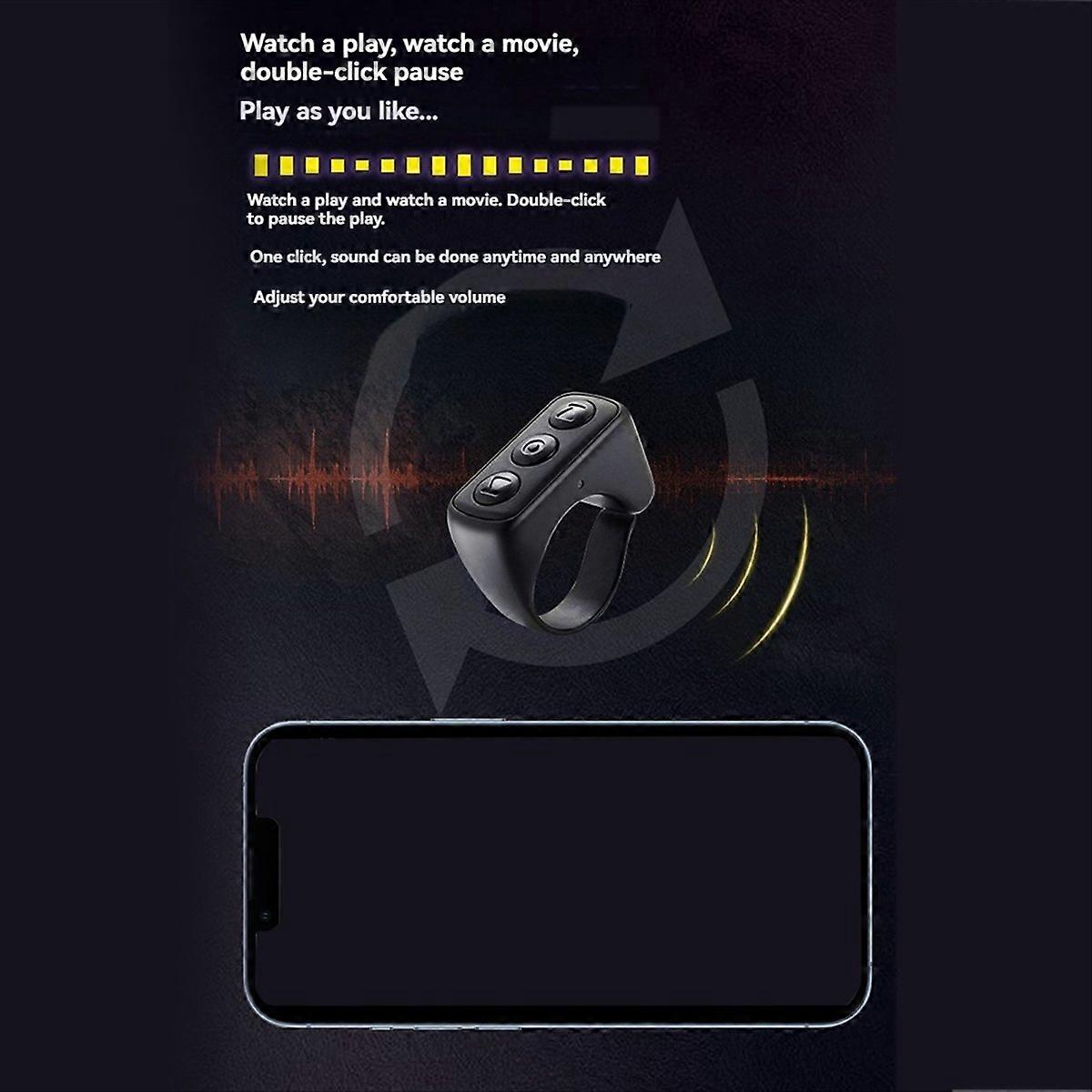 Bluetooth Remote Page Turner Fingertip Video Controller - Black