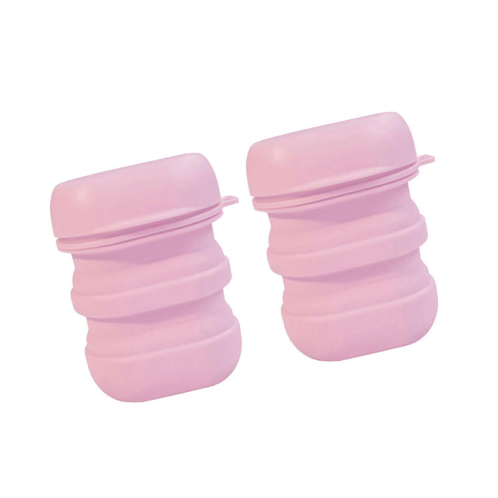 Silicone Foldable Soap Dish Waterproof Foldable Multipurpose Soap Container for Personal Item Storage Tool 2PCS  Pink