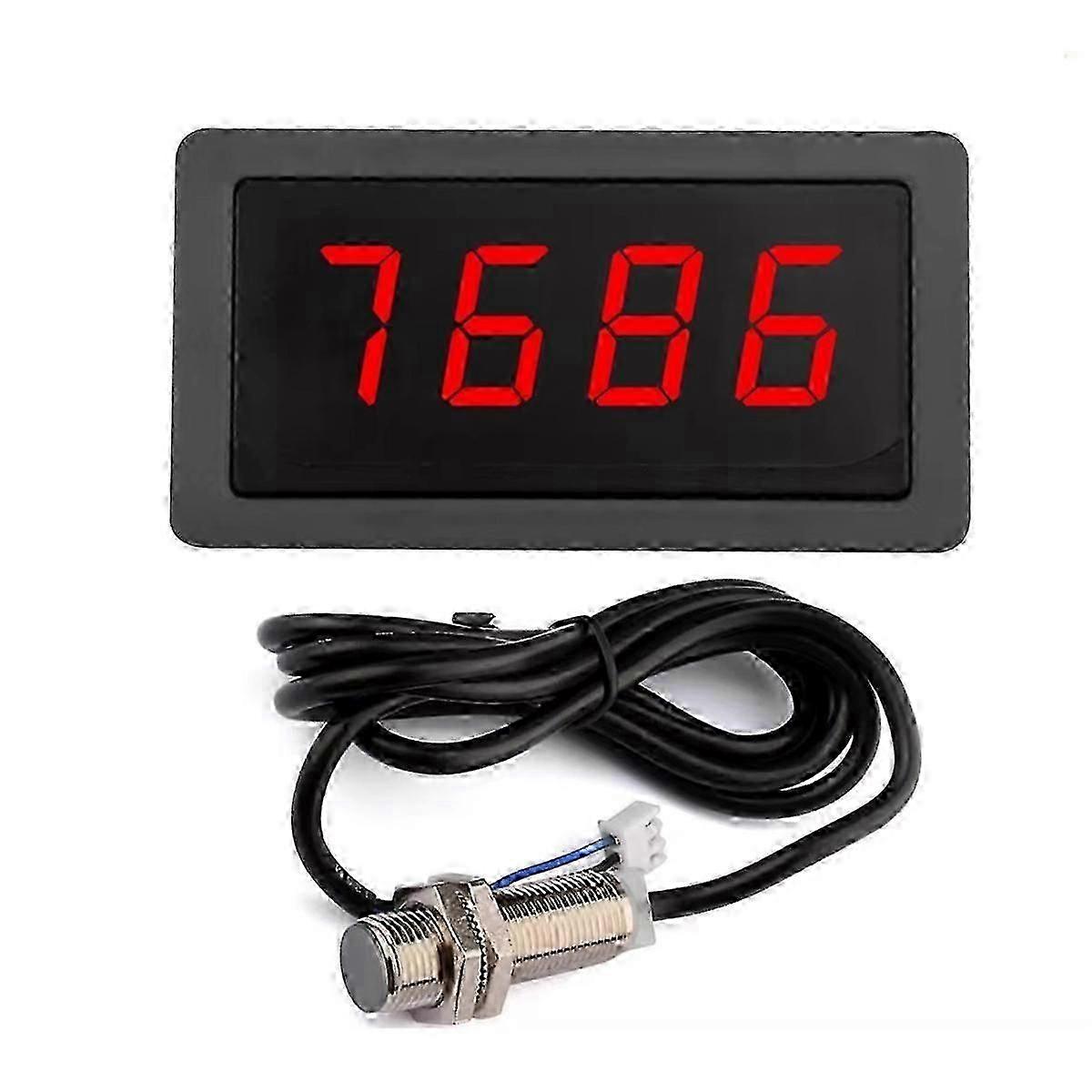 9999RPM Tachometer Digital LED Counting Meter DC 8-24V Gauge Speed Meterwith NPN 5V Hall Magnet SensPhoto Color  A-S Edition 1129