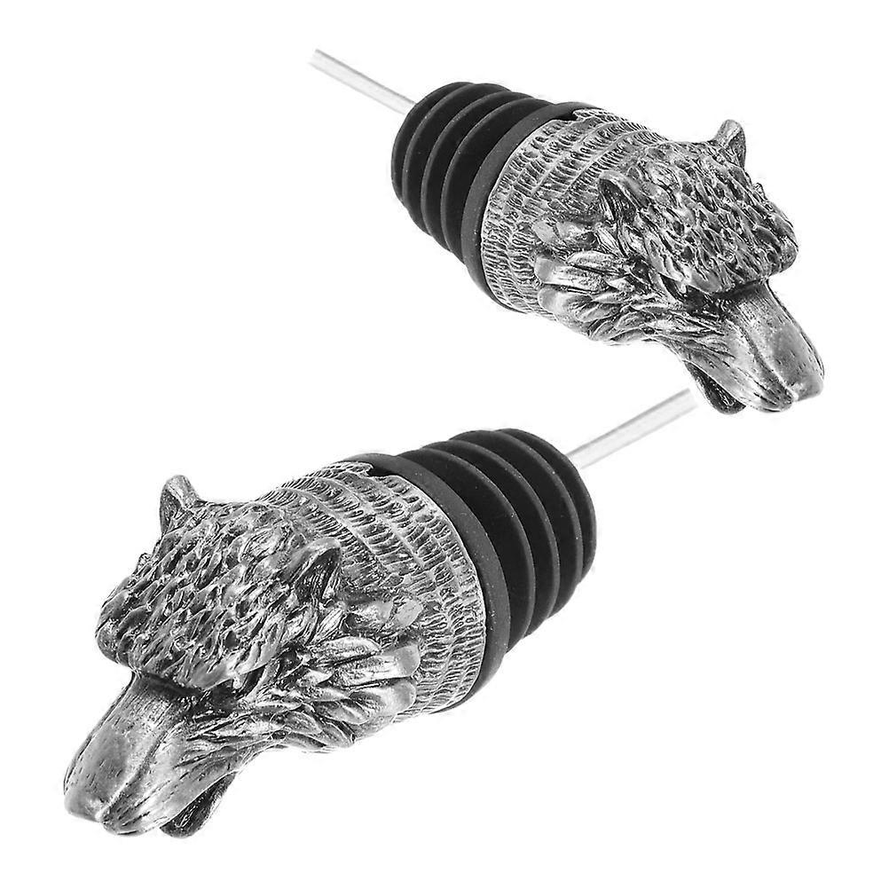 Creative Wolf Head Wine Aerator Zinc Alloy Pourer Set 2Pcs for Kitchen Use