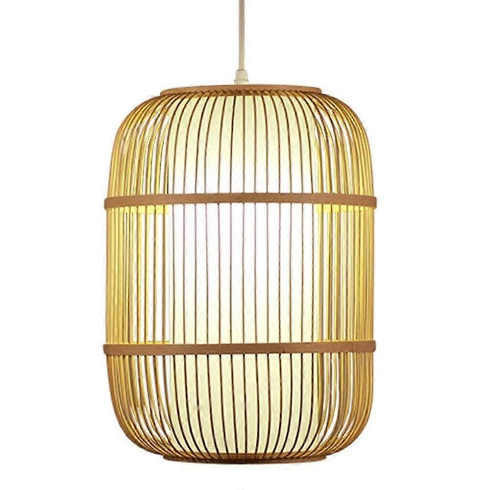 Bamboo Pendant Light Handmade Rattan Chandelier Farmhouse Ceiling Lamp Adjustable Height 35x59cm