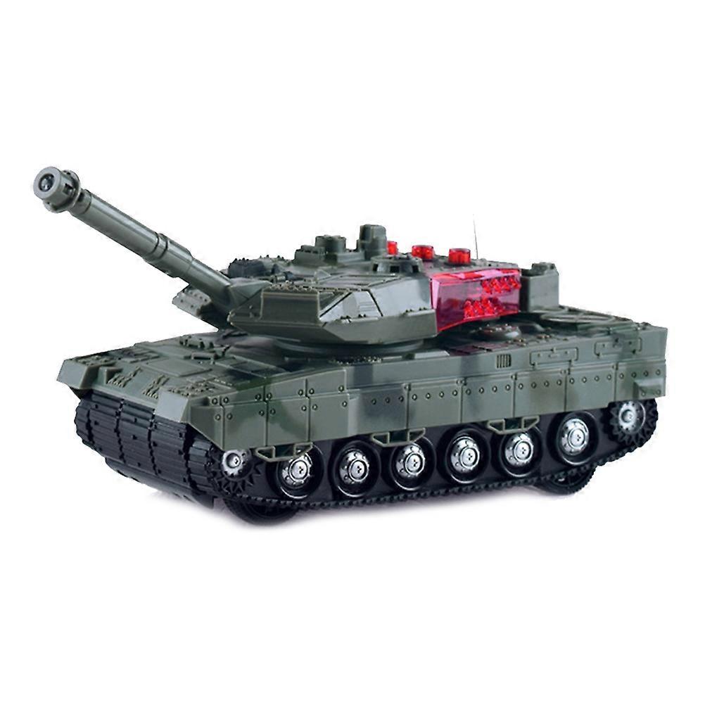 Green Plastic Remote Control Toy Tank Car for Playing Like Real Mover with Sound and Light 1:16 Scale