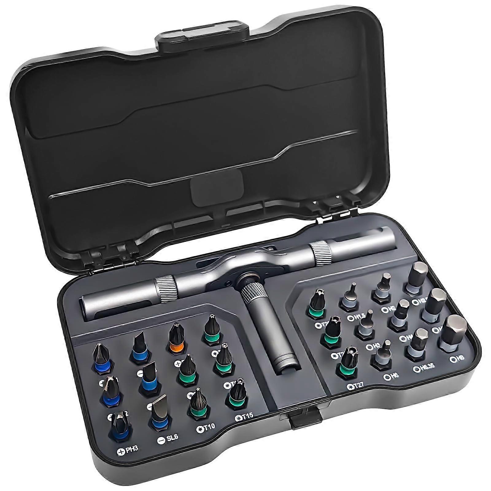 24 in 1 Ratchet Screwdriver Set with Magnetic Bit Lock, 58Tooth System and Ergonomic THandle Grip for DIY